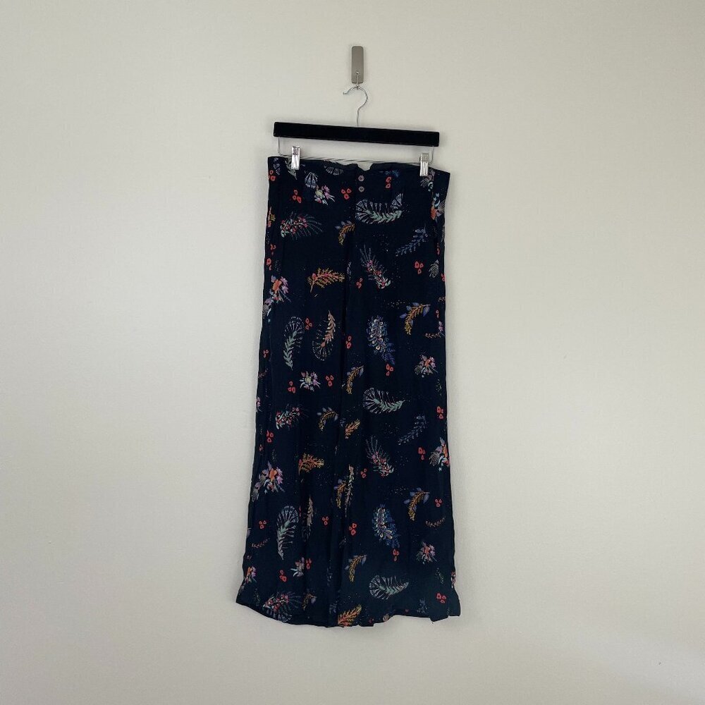 Free People One Navy Boho Printed Wide Leg Pants Size 4